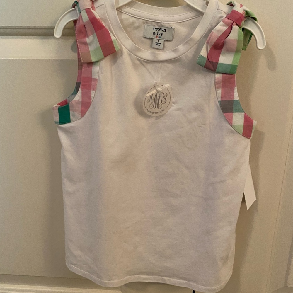 Crown and ivy kids girls size 6 monogramable tank top